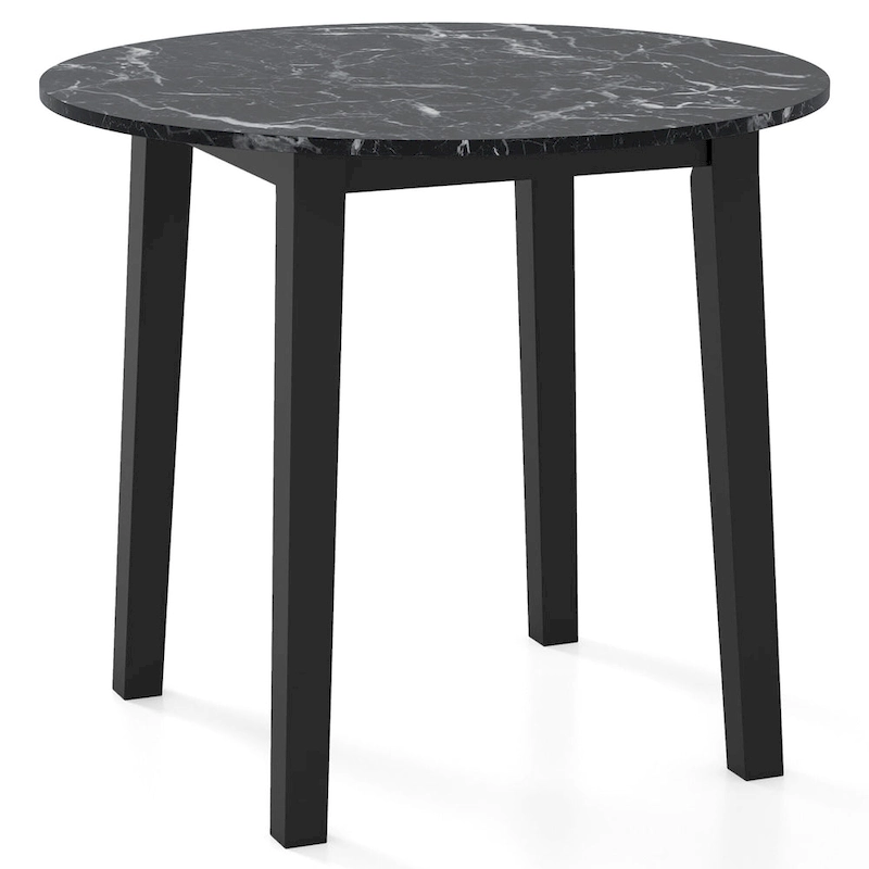 Gymax 35 Kitchen Table Round Dining Table w/ Marble-textured Veneer