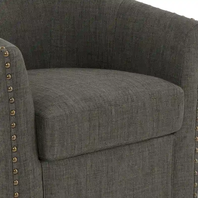 Upholstered Swivel Accent Chairs with Nailhead Trim, Set of 2