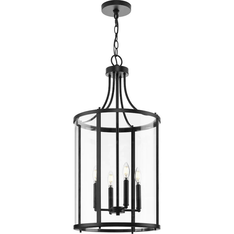 Gilliam Collection Four-Light Matte Black New Traditional Hall & Foyer - 15 in x 15 in x 30.62 in