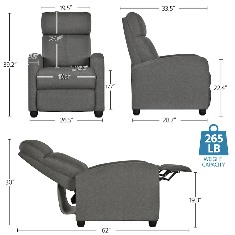 Yaheetech Modern Fabric Recliner Chair