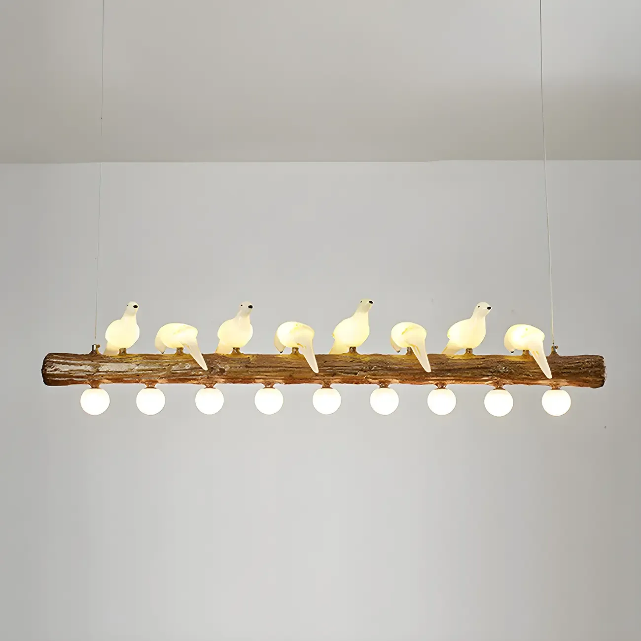 Rustic Wood LED Bird Island Chandelier