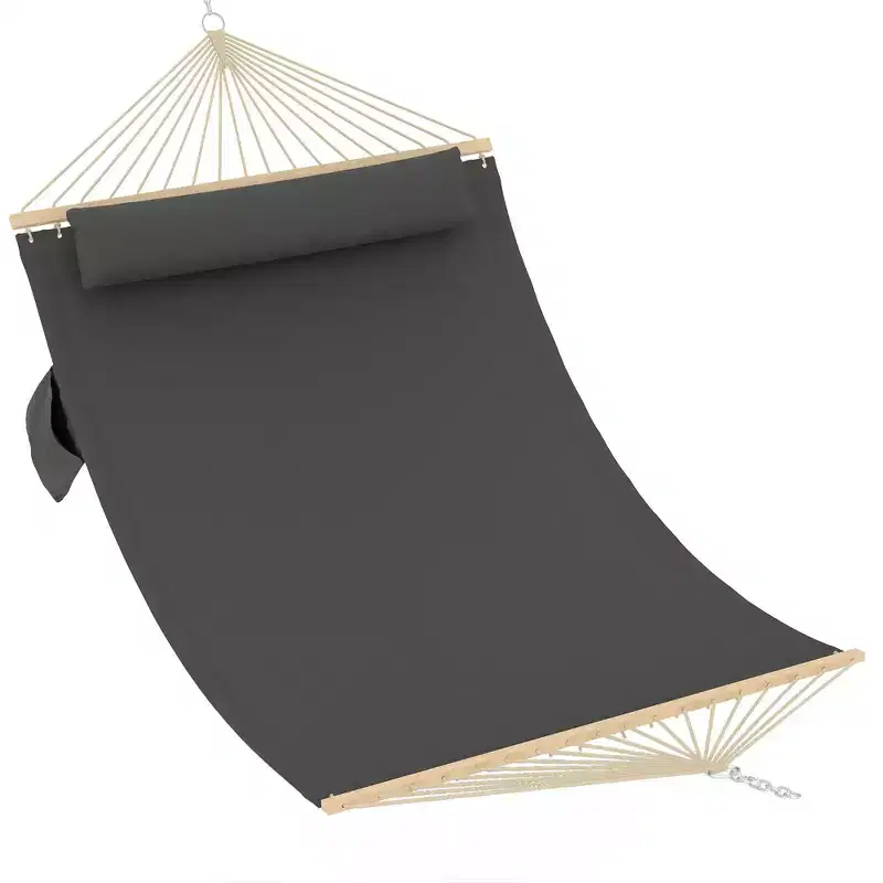 12FT Double Quilted Hammock with Spreader Bar - Outdoor Hammock for 2 Persons (450lbs Capacity) - Patio, Backyard & Poolside Use