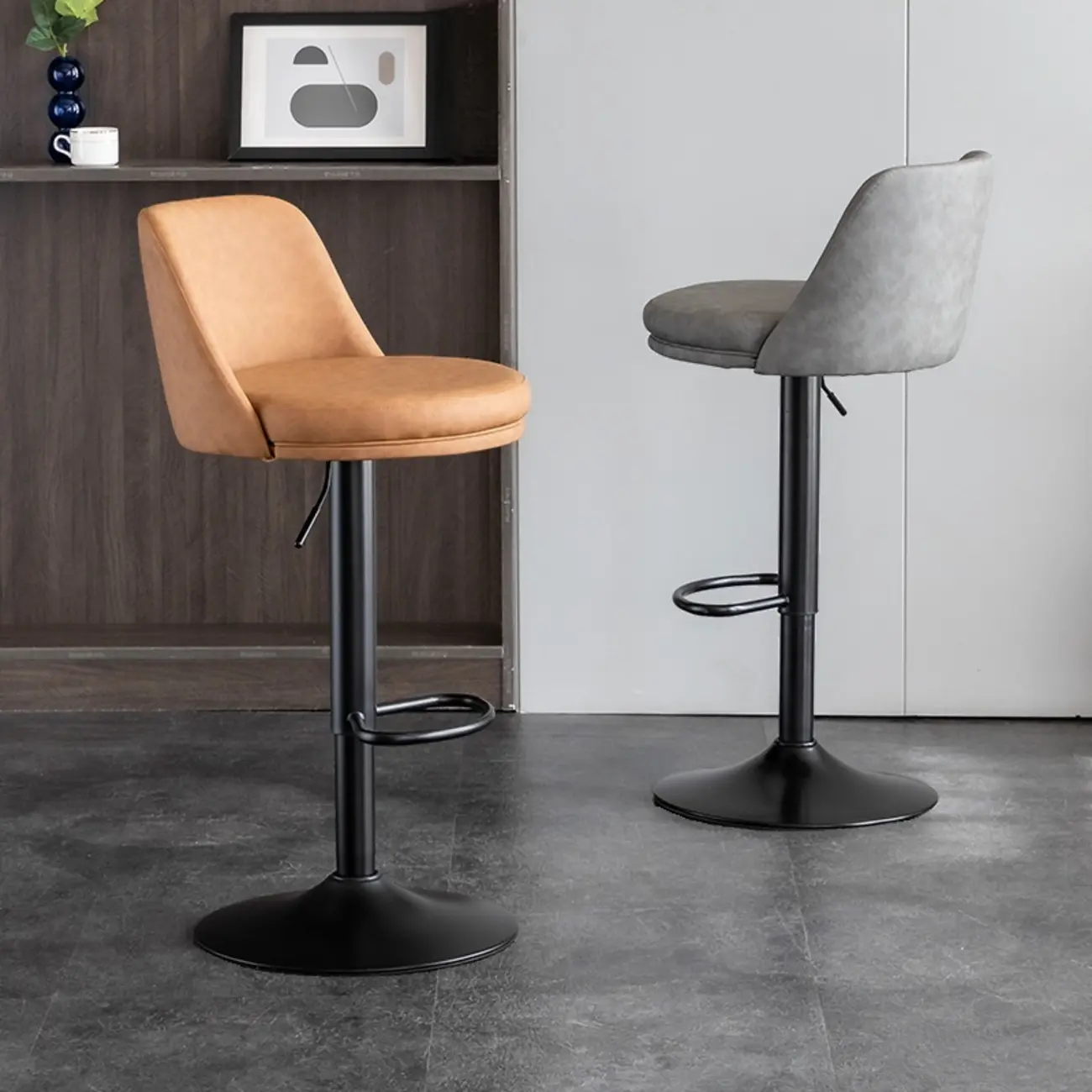 Adjustable Swivel Leather Modern Bar Stools
