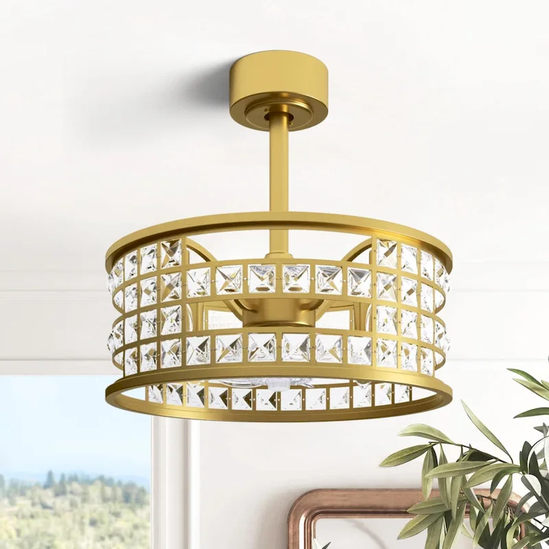 GetLedel 18-in Crystal Chandelier Ceiling Fan with Remote and Light - 18