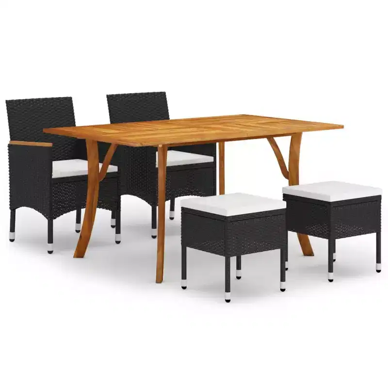 vidaXL Dining Set Black, Cream White