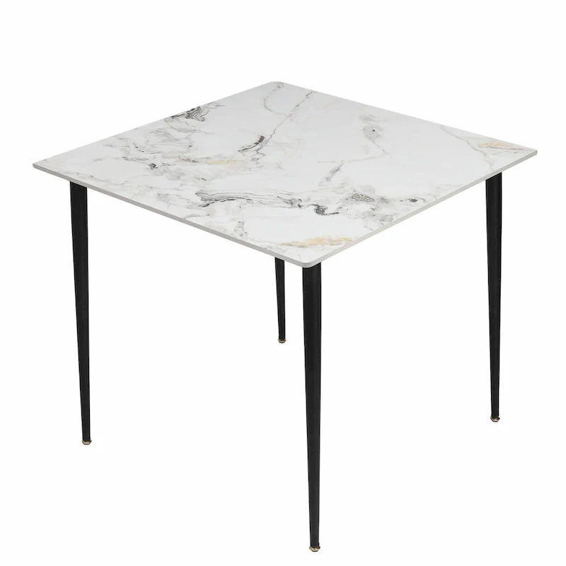 Modern Sintered Stone Marble Effect Table Top Kitchen Dining Table Square 4-Seat