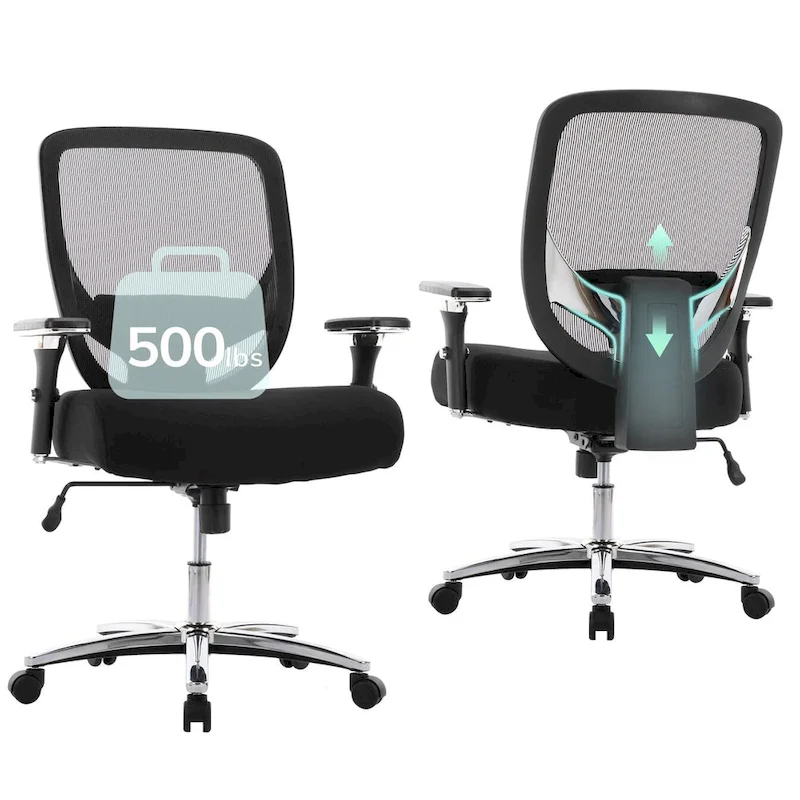 Big and Tall Heavy Duty Ergonomic Mesh Office Chair 500lbs with Wide Thick Seat