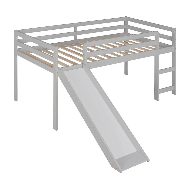 Loft Bed with Slide, Multifunctional Design, Twin