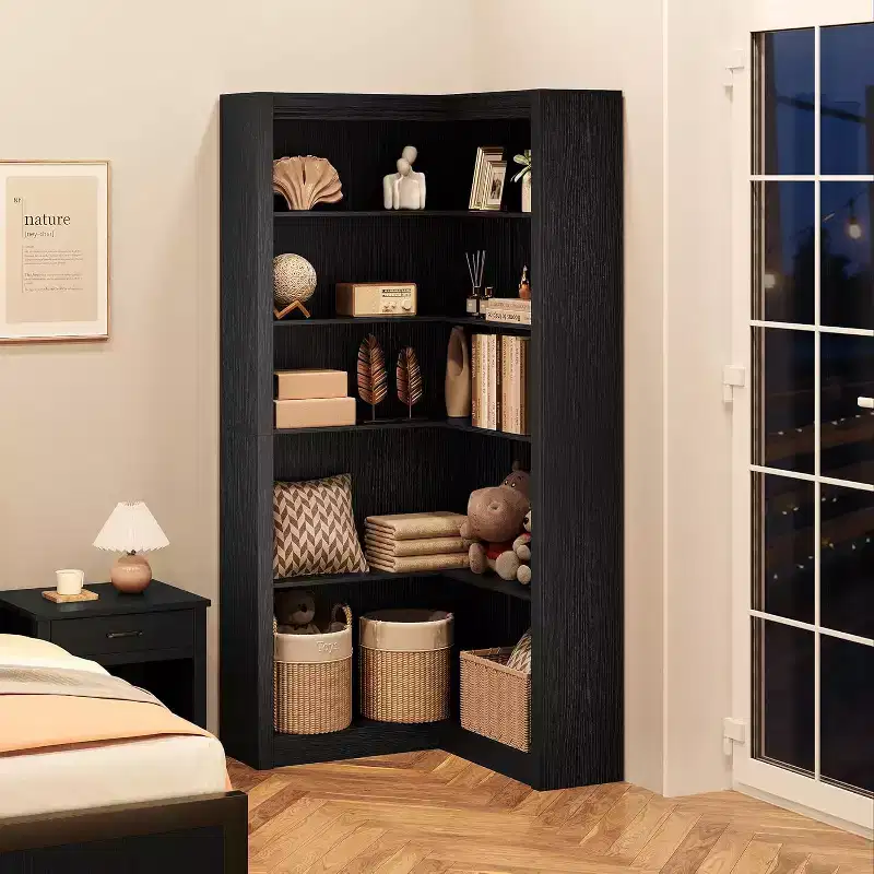GustoWave 5-Tier Corner Bookshelf, 71.8-In L-Shaped Bookcase With Anti-Tip Kit For Living Room Or Home Office