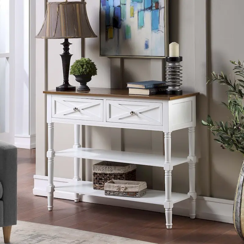 Country Oxford 2 Drawer Console Table with Shelves