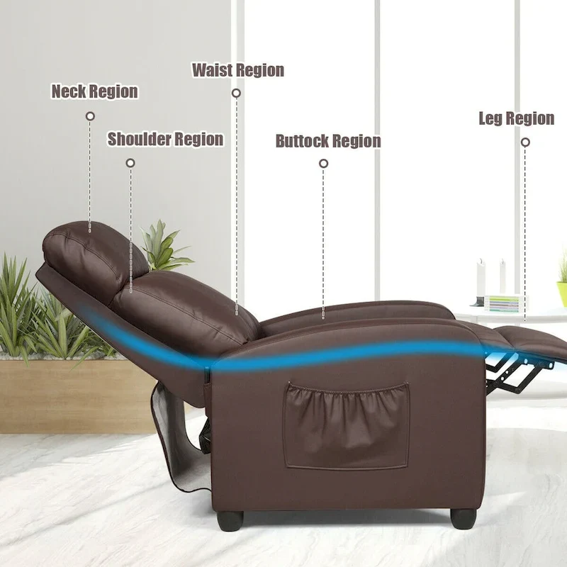 Gymax Massage Recliner Chair Single Sofa Padded Seat w/ Footrest