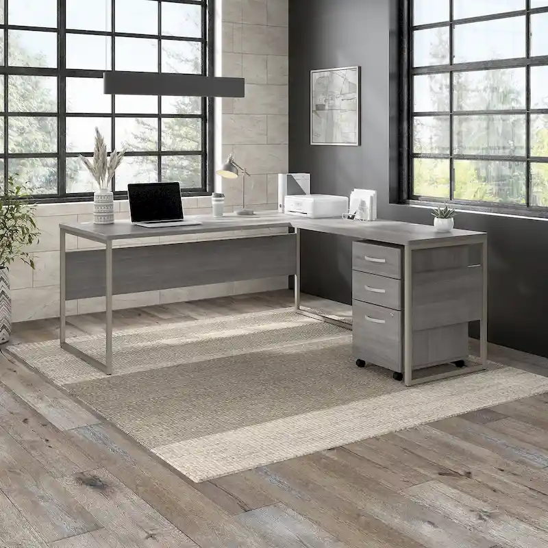 Hybrid 72W L Shaped Table Desk with Drawers by Bush Business Furniture