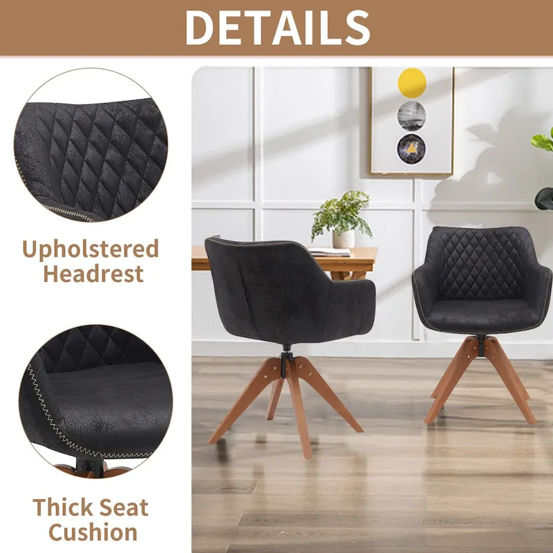 Suede Swivel Armchair Office Accent Arm Chair