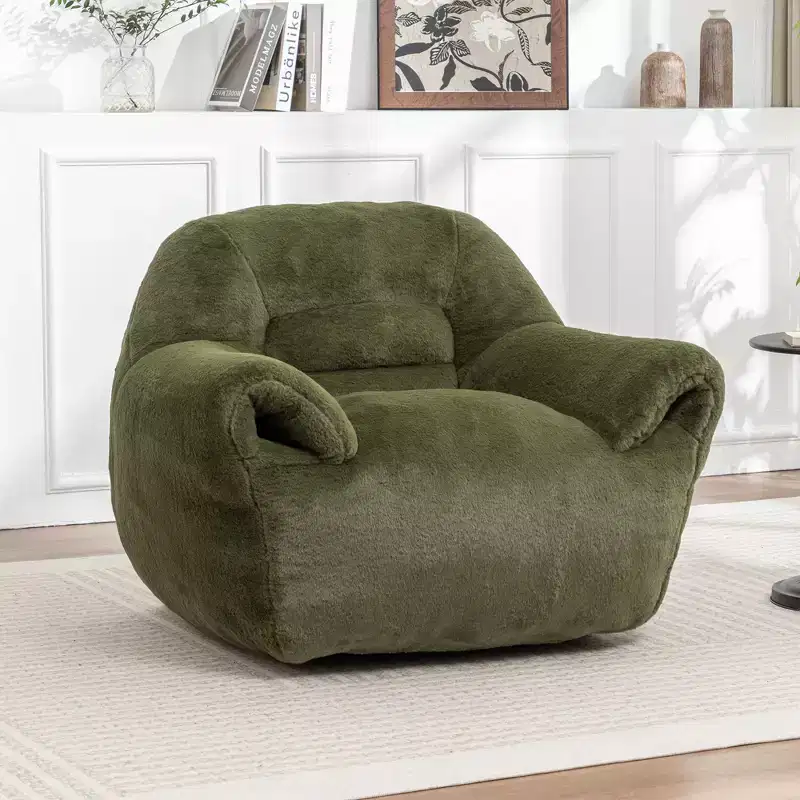 YOSIMFUR Bean Bag Chair, Comfy Bean Bag Sofa with Back Support, Faux Fur Bean Bag Chair for Adults and Kids, Stuffed Floor Sofa