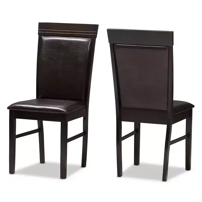Set of 2 Thea Modern And Contemporary Faux Leather Upholstered Dining Chairs Dark Brown - Baxton Studio
