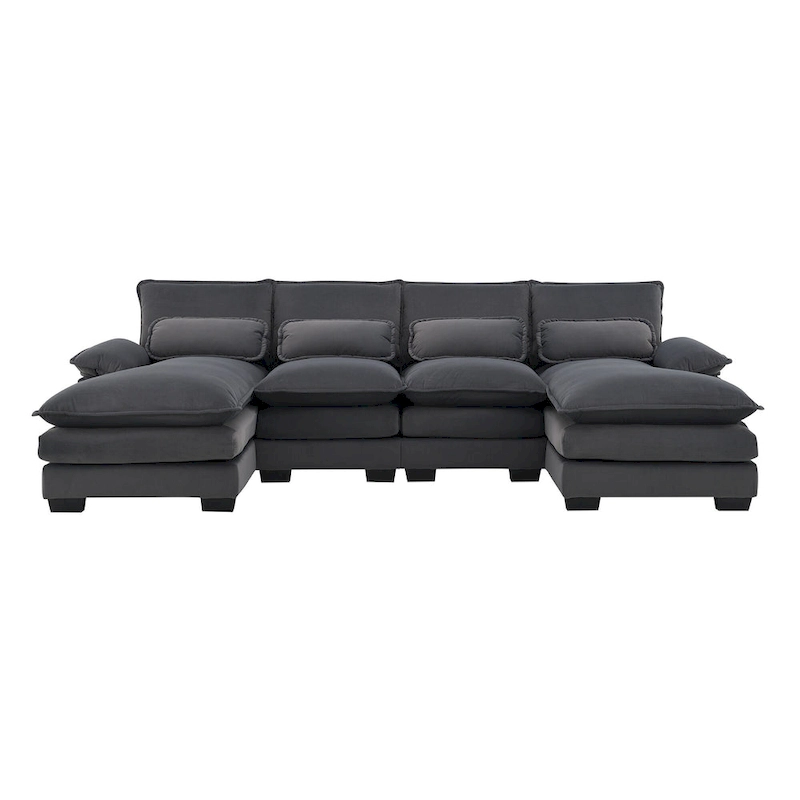 Modern Upholstered 6-Seat Modular U-Shaped Sleeper Sectional Sofa