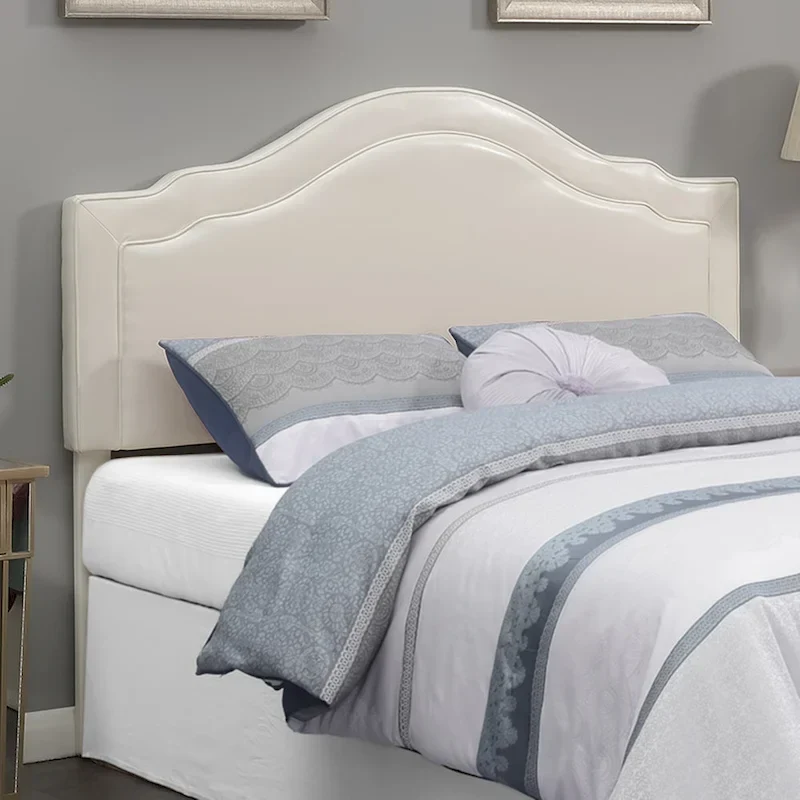 White Faux Leather Queen Upholstered Headboard