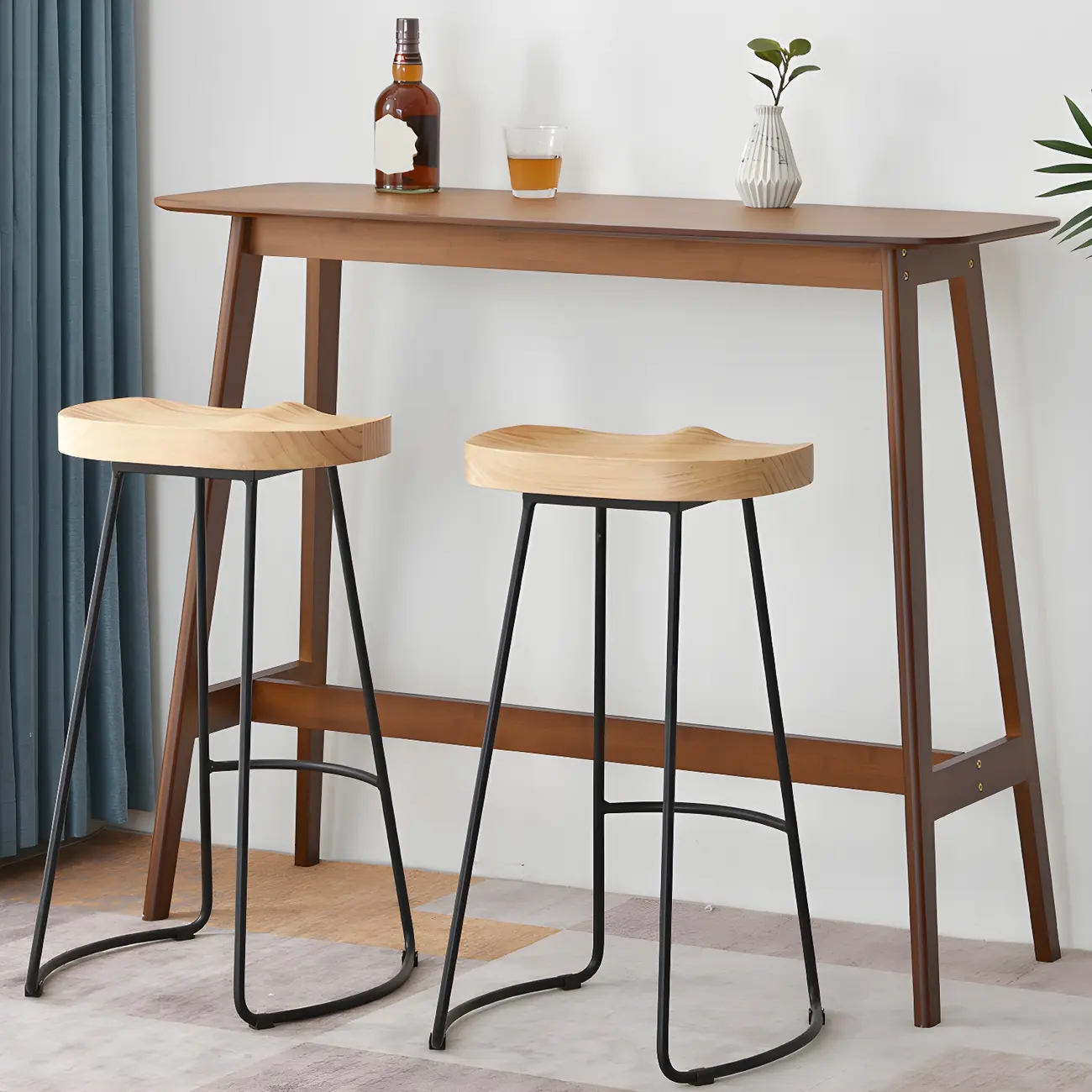 Modern Home Natural Bamboo Trestle Bar Table