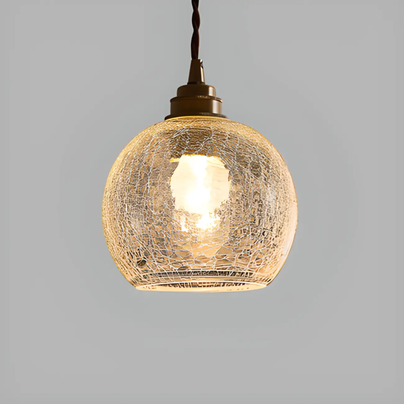 Modern Adjustable Gold Crakle Glass Globe Pendant Light