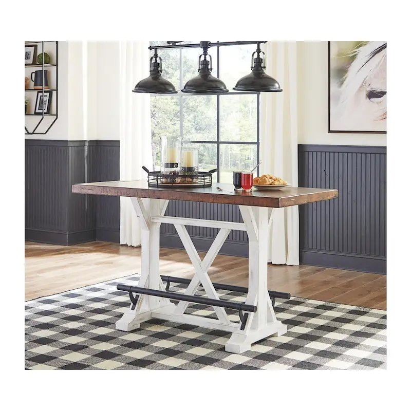Valebeck Brown/ White Rectangular Dining Room Counter Table - 60 W x 30 D x 36 H