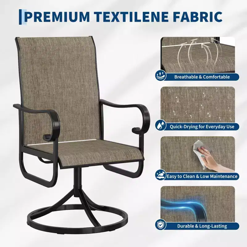 Outdoor Patio Swivel Chair  High Back Dining Chair, Padded All-Weather Breathable Textilene Seat, Sturdy Metal Rocking Frame, Ideal for Garden