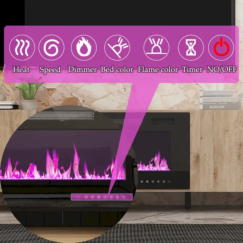Entertainment Center with Fireplace Option:2 Flame Modes1500W 68.9W