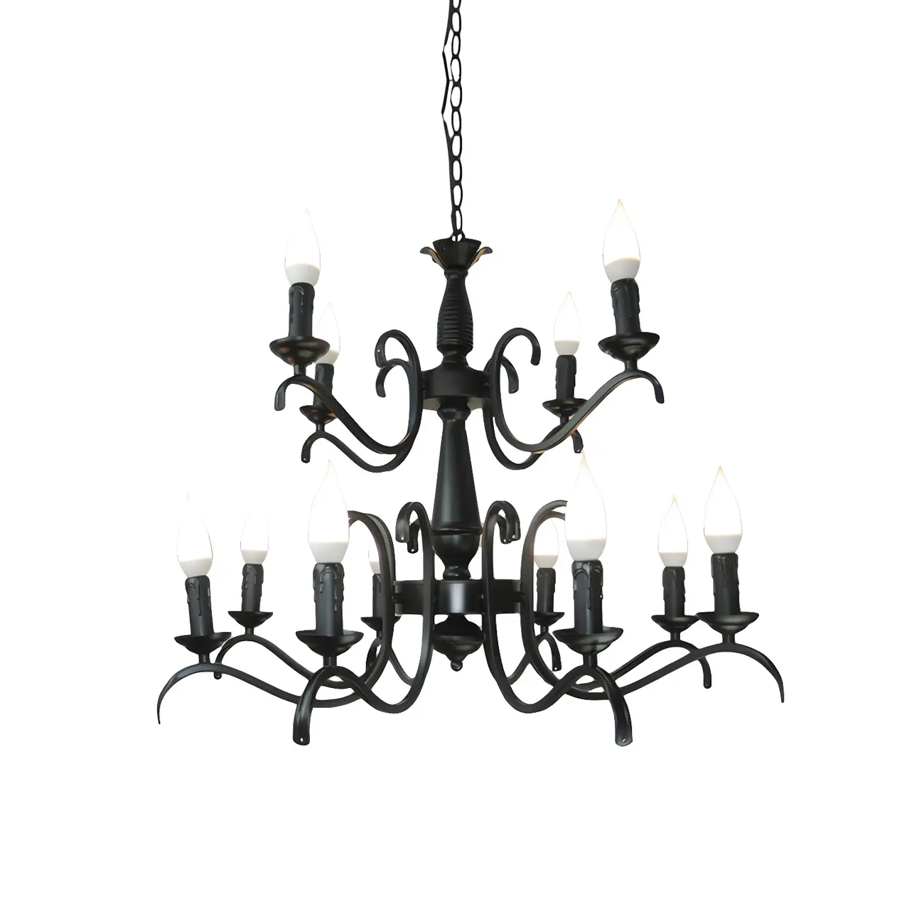 Industrial Black Metal Candelabra Chandelier
