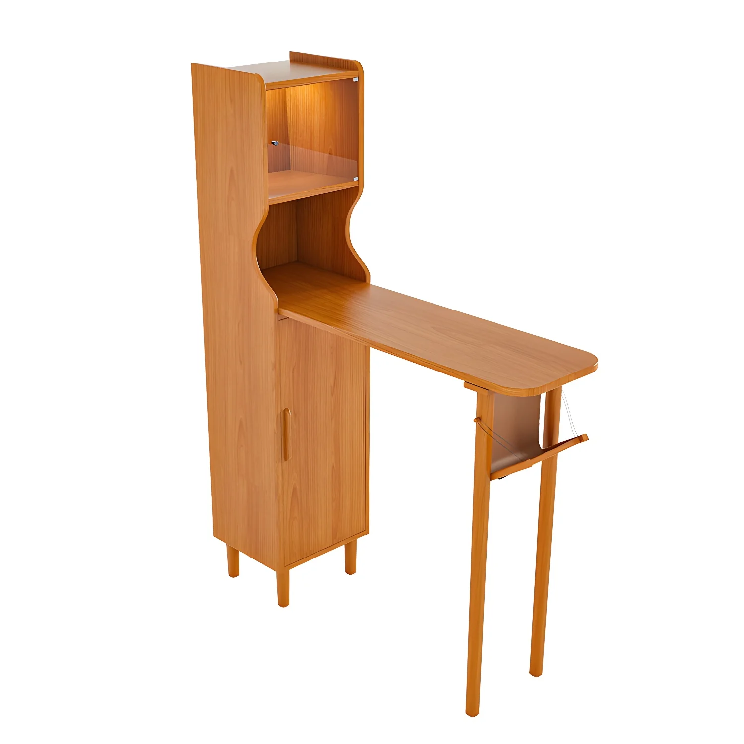 Scandinavian Natural Cherry Wood Storage Bar Tables