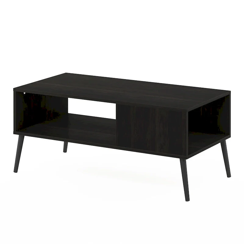 French Oak / Espresso / Marble White Mid-Century Coffee Table with Pine Legs