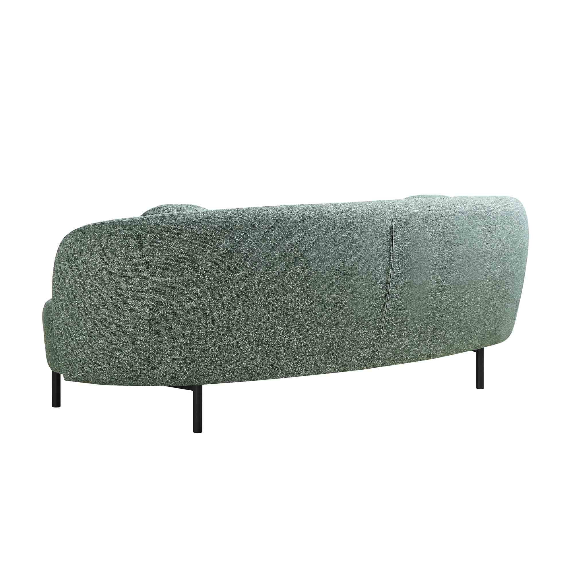 3-Seater Curved Sofa with Ball Cushions, Spruce Green Textured Fabric