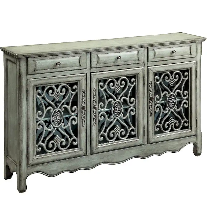 Decorative Antique Green Sideboard Accent Cabinet