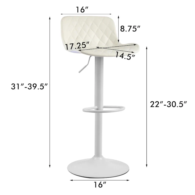 Faux Leather Adjustable Barstools Upholstered Counter Bar Pub Height Stools