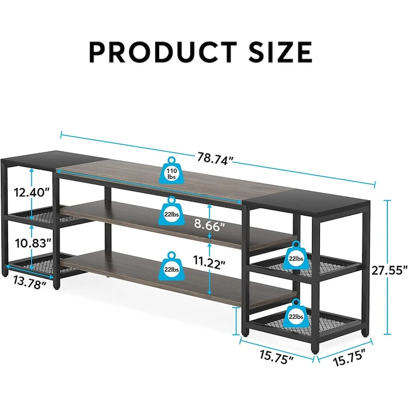 78 Inches TV Stand Entertainment Center Stand, TV Console Table