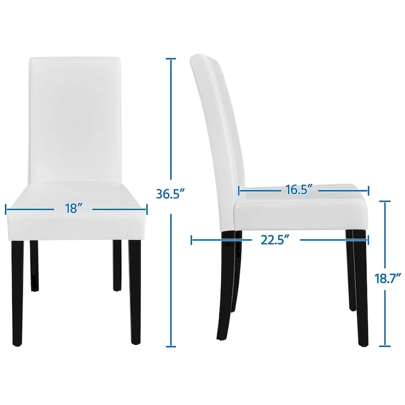 High-Back Faux Leather Dining Chairs with Foam Cushion & Rubberwood Legs – Black / Grey / Brown / White