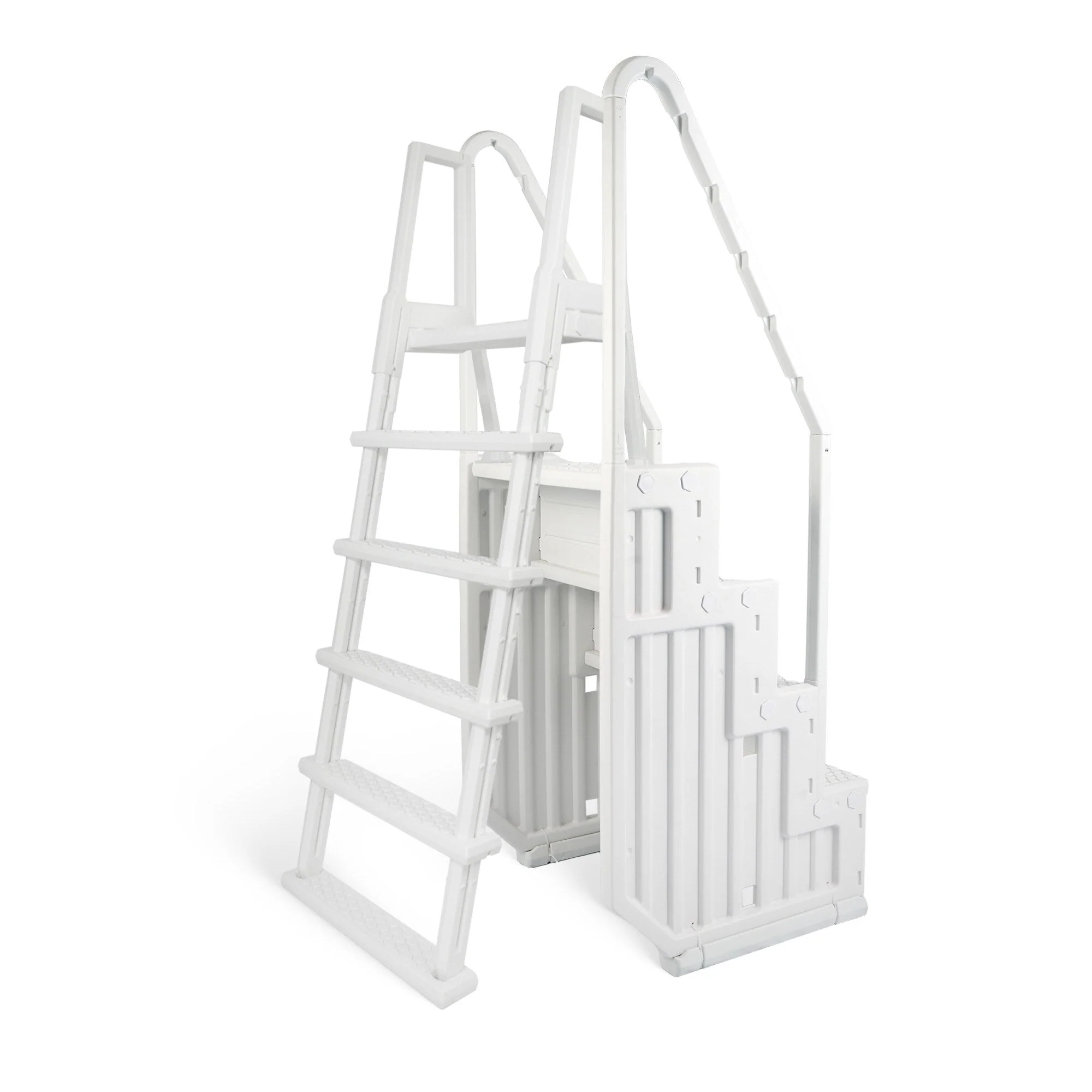 Blue Wave Easy Pool Step With Outside Ladder for Above Ground Pools - 32.5 in. W x 56 in. D x 81 in. H
