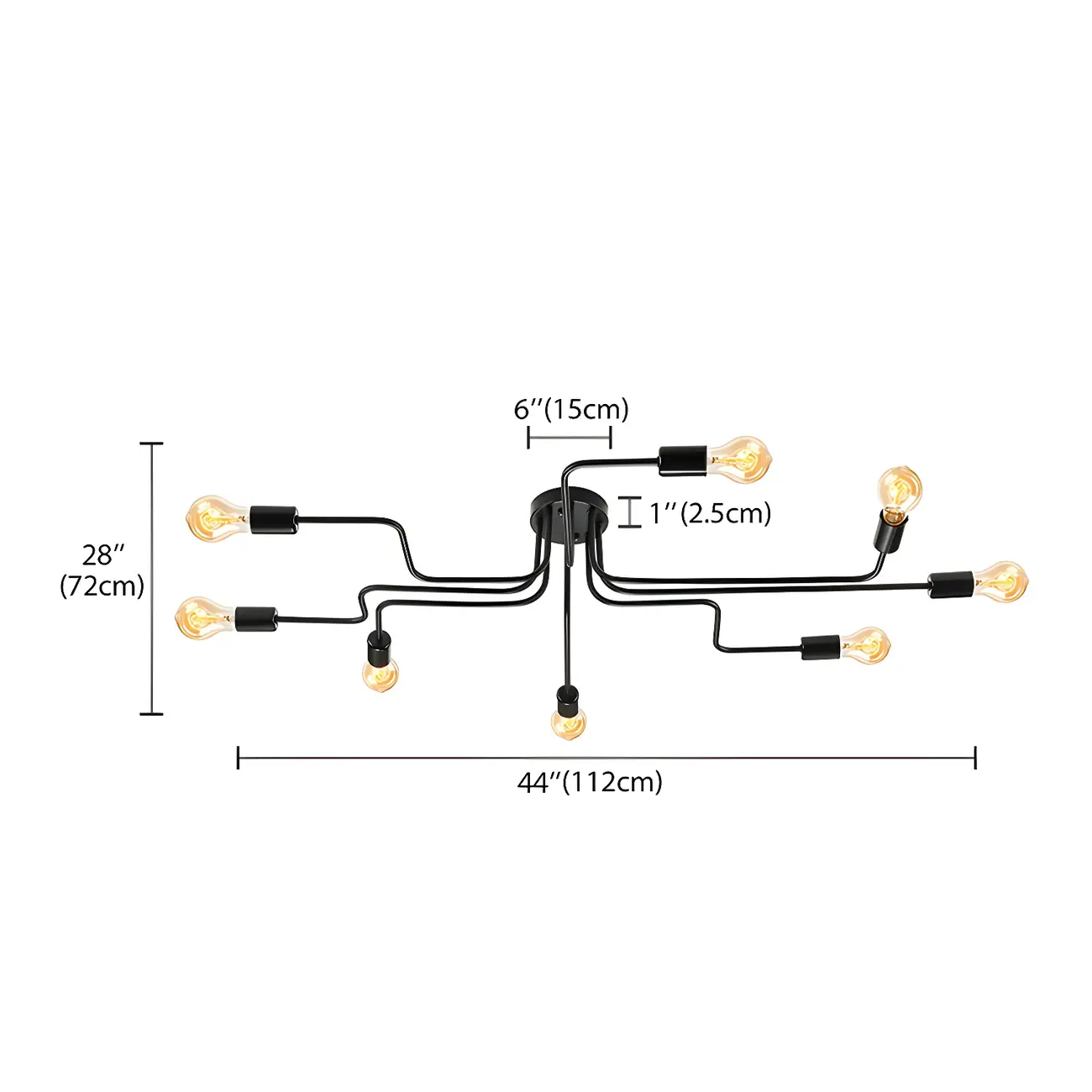 Industrial Branch Metal Semi Flush Ceiling Light