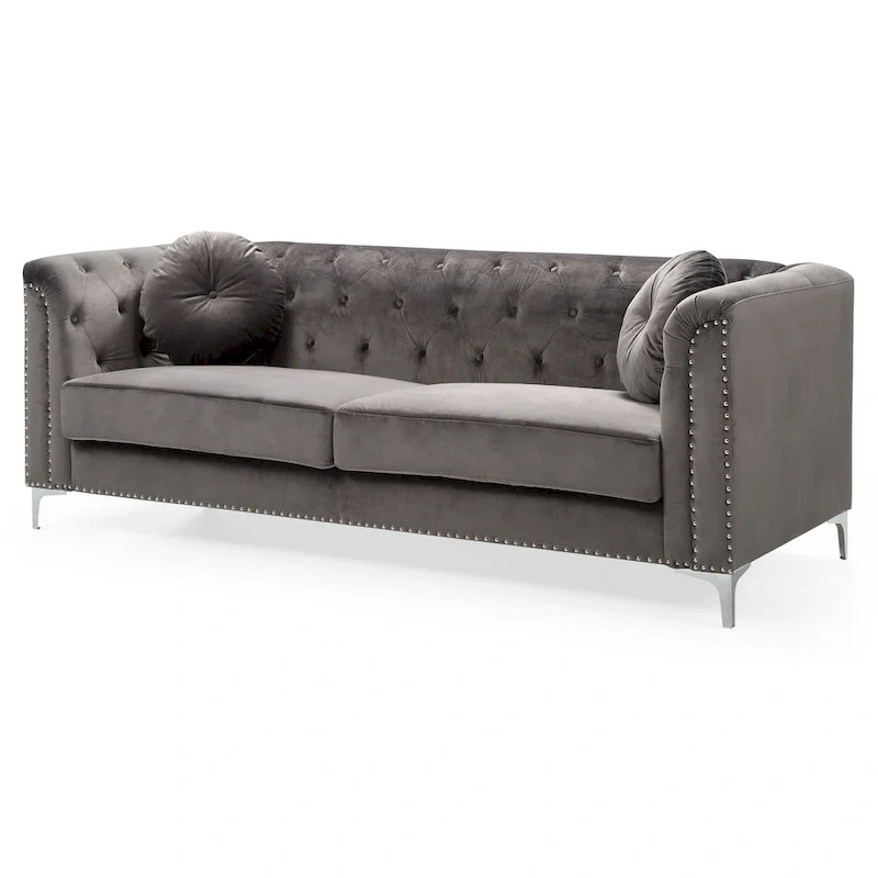 Pompano Velvet Button Tufted Sofa
