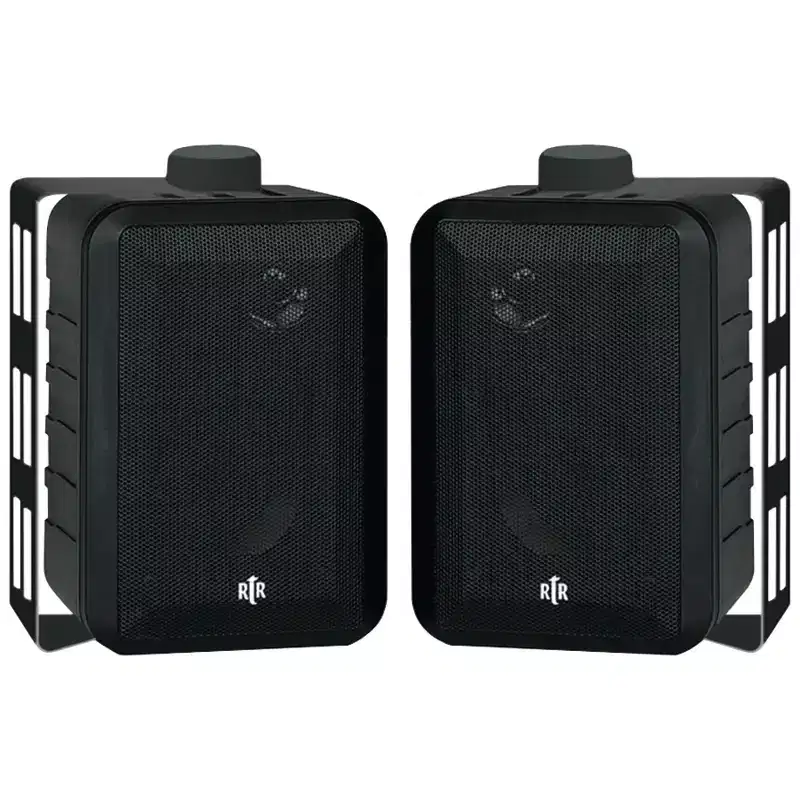 BIC America RtR Series RTRV44-2 4-In. Indoor/Outdoor Weather-Resistant Speakers, 100 Watts in Black