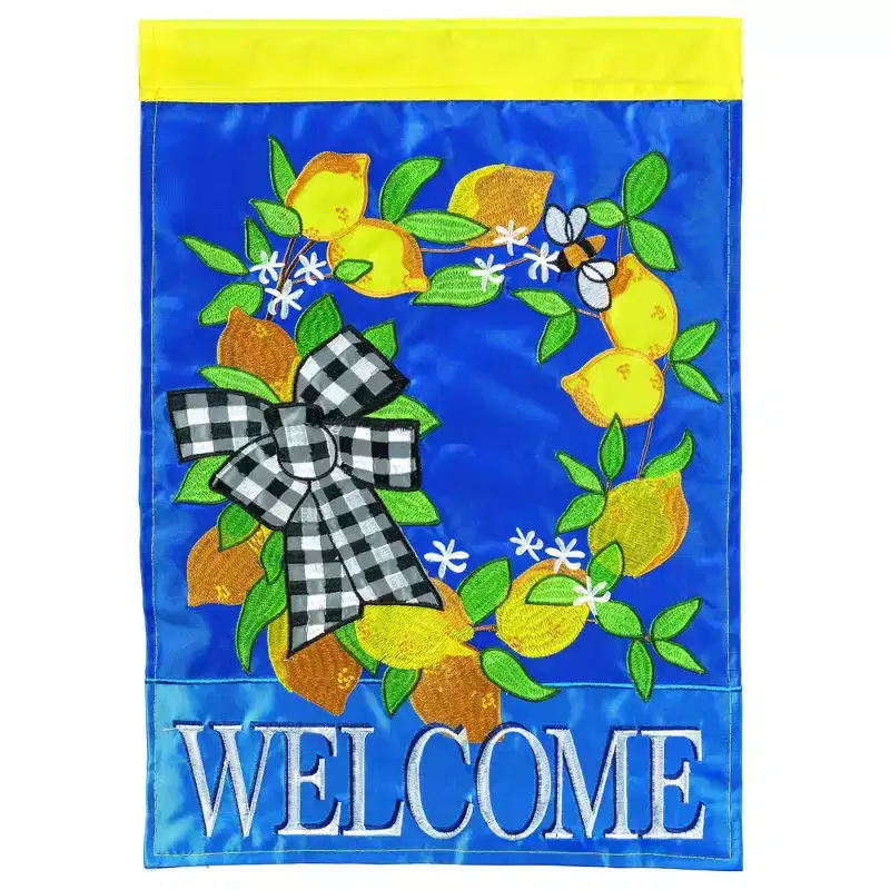 Magnolia Garden Welcome Lemons 29 x 42 Blue Polyester Outdoor Hanging Flag