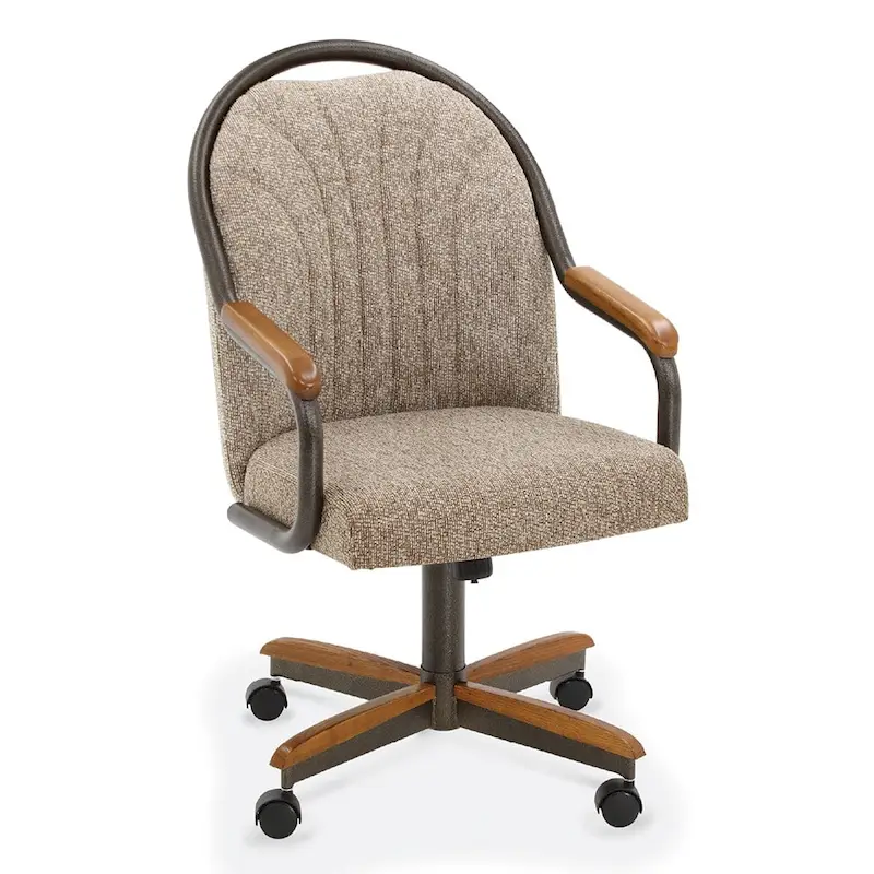 Chromcraft Douglas Caster Dining Chairs in Chestnut, Gray Finish (Set of 2)