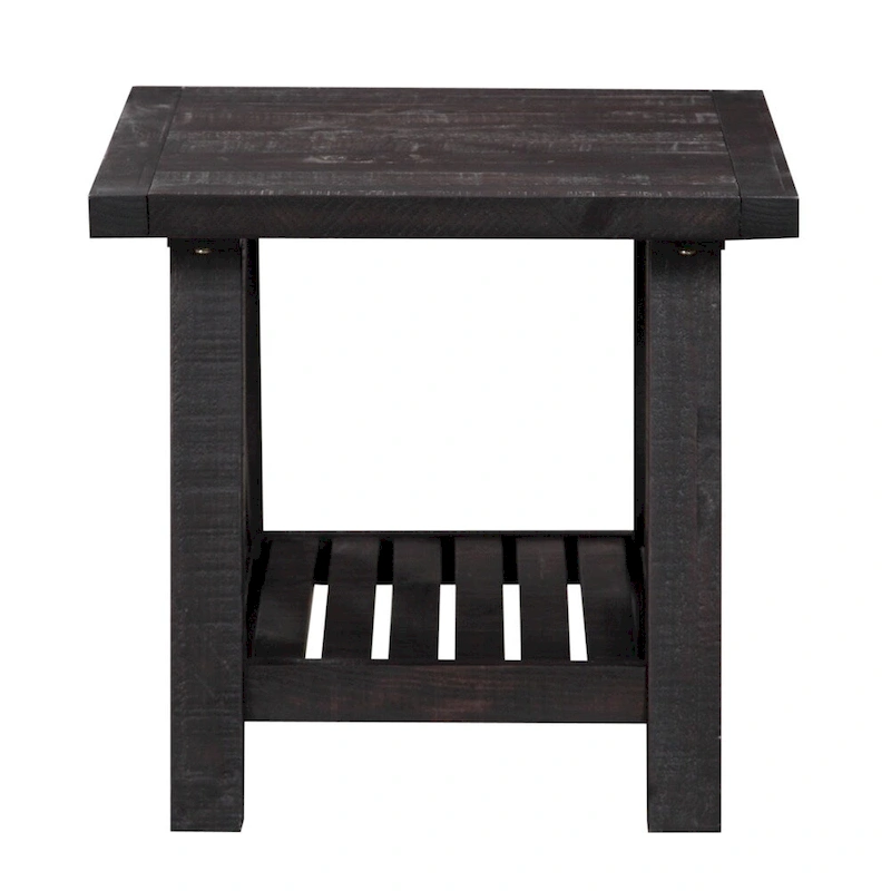 Pine Wood End Table with Exposed Hardware, Brown
