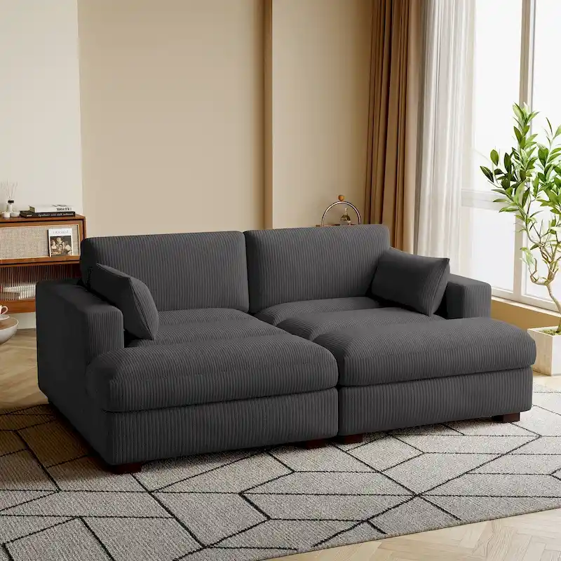 Navaeh Corduroy Modular Sectional Sofa Large Couch Sleeper Chaise