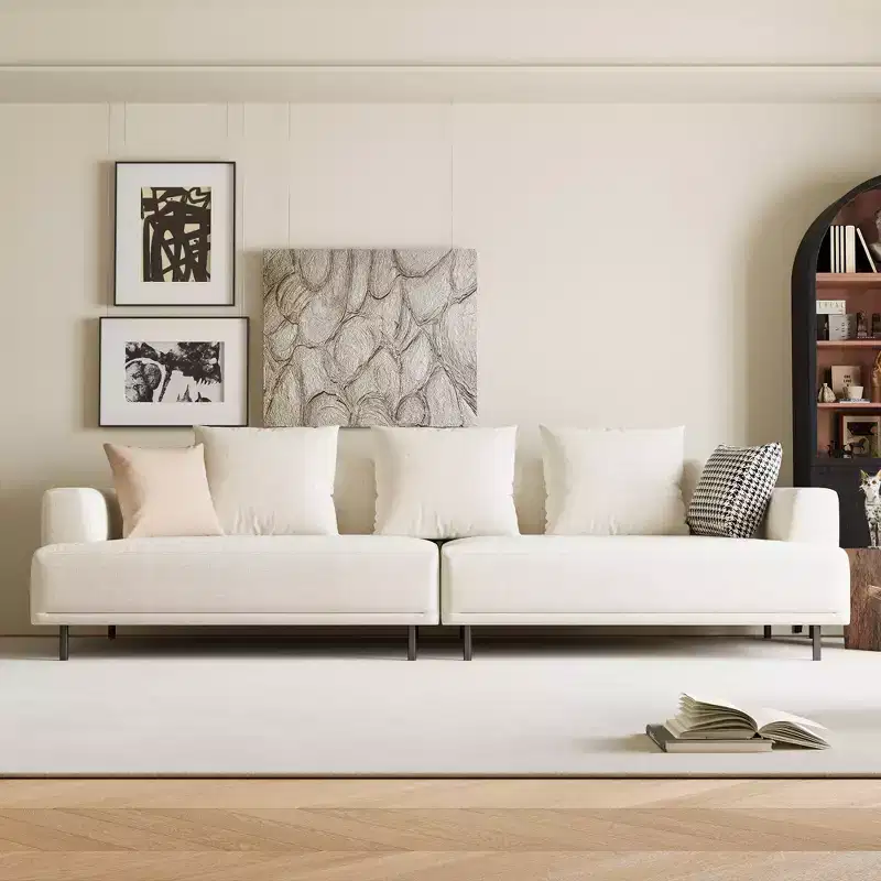 Luck Live Modern Breathable Cotton-Linen Fabric Sofa, couch,Solid Wood Frame, High-Elastic Sponge Seat Cushion Light Beige