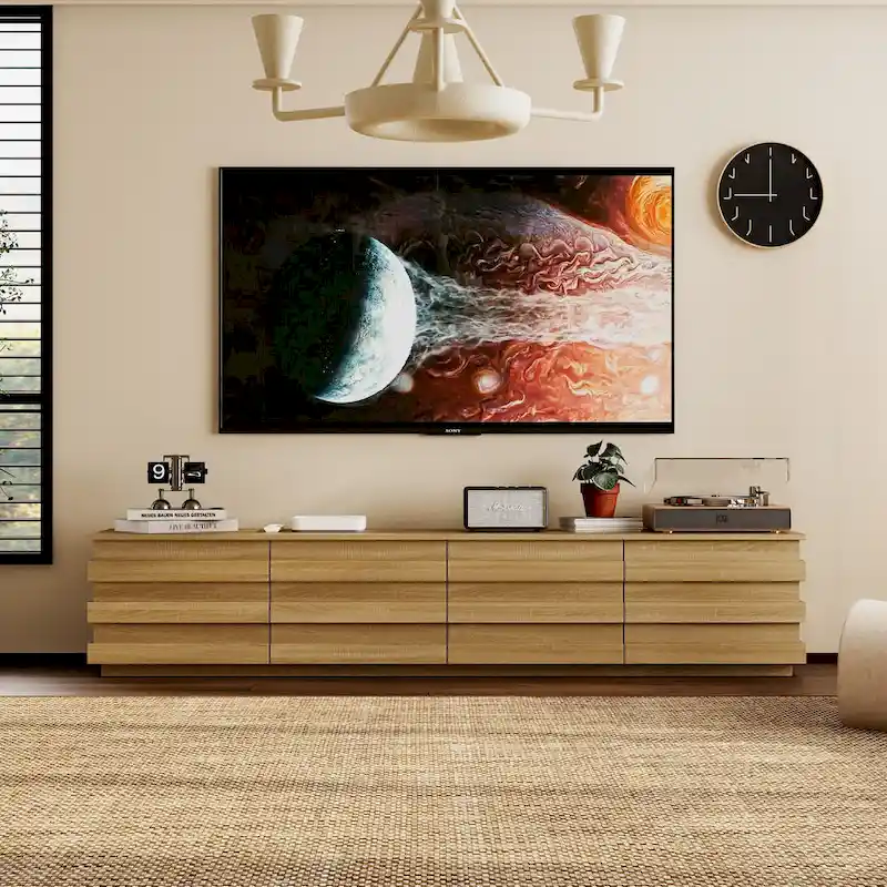 Contemporary Wooden TV Stand Entertainment Center: Minimalist Design Meets Functional Storage