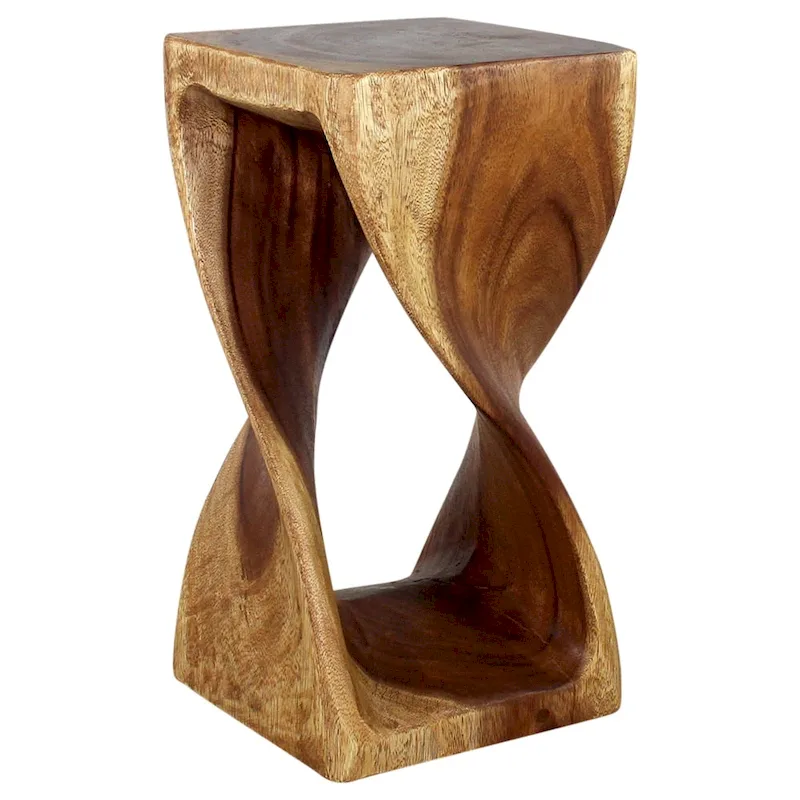 Solid Wood Twist Stool 12 x 12 x 23 in – Walnut Oil Finish
