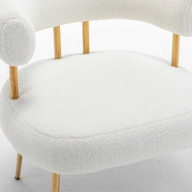 Modern Glam Upholstered Comfy Open-Back Accent Vanity Chair with Golden Legs