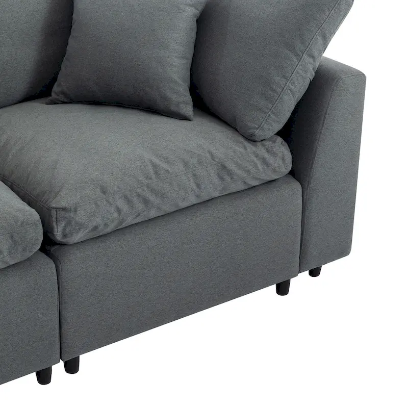 U_STYLE Down Filled Upholstery Convertible Sectional Sofa, L Shaped Couch with Reversible Chaise