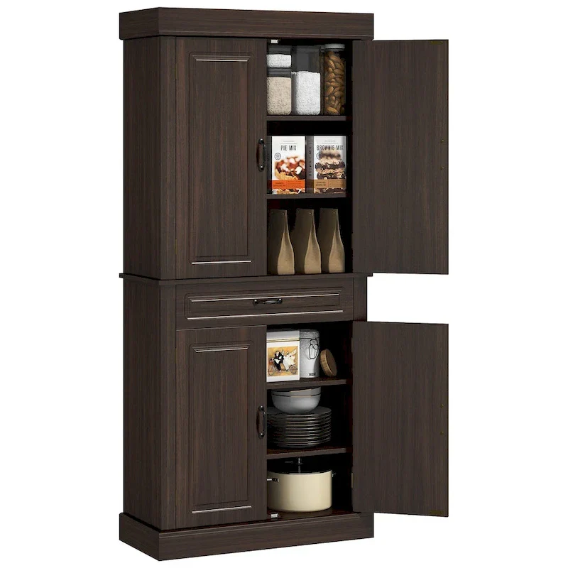 Coffee Tall Storage Cabinet with Drawer & 4 Doors — Dining Room, 1 Person