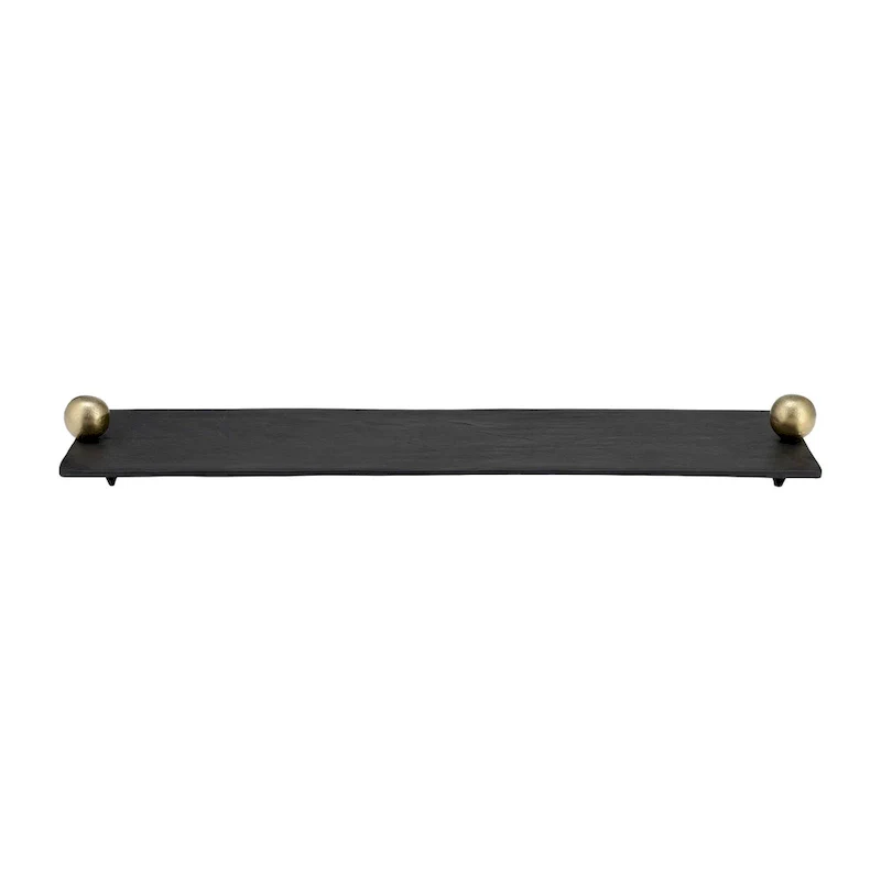 Sagebrook Home Modern Glam Metal Set Of 2 Large Flat Tray With Gold Knob Handles, - 24.0  x 7.0  x 2.0