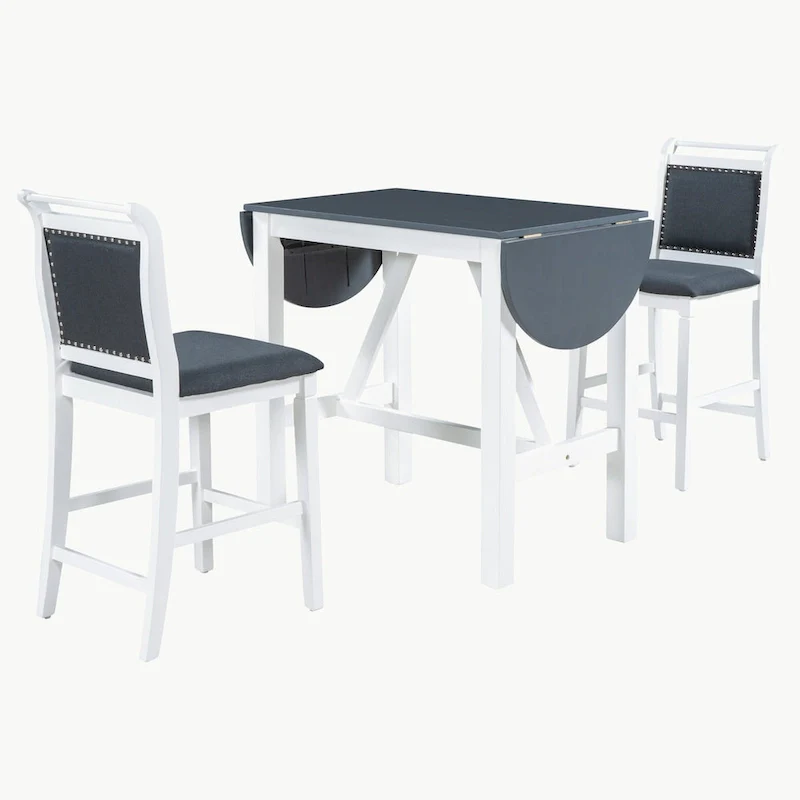 3-Piece Drop Leaf Dining Table Set with 2 Chairs